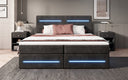 Boxspringbed Lara met opbergruimte en LED in Ribstof