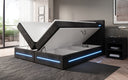 Boxspringbed Lara met opbergruimte en LED in Ribstof