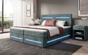 Boxspringbed Lara met opbergruimte en LED in Ribstof