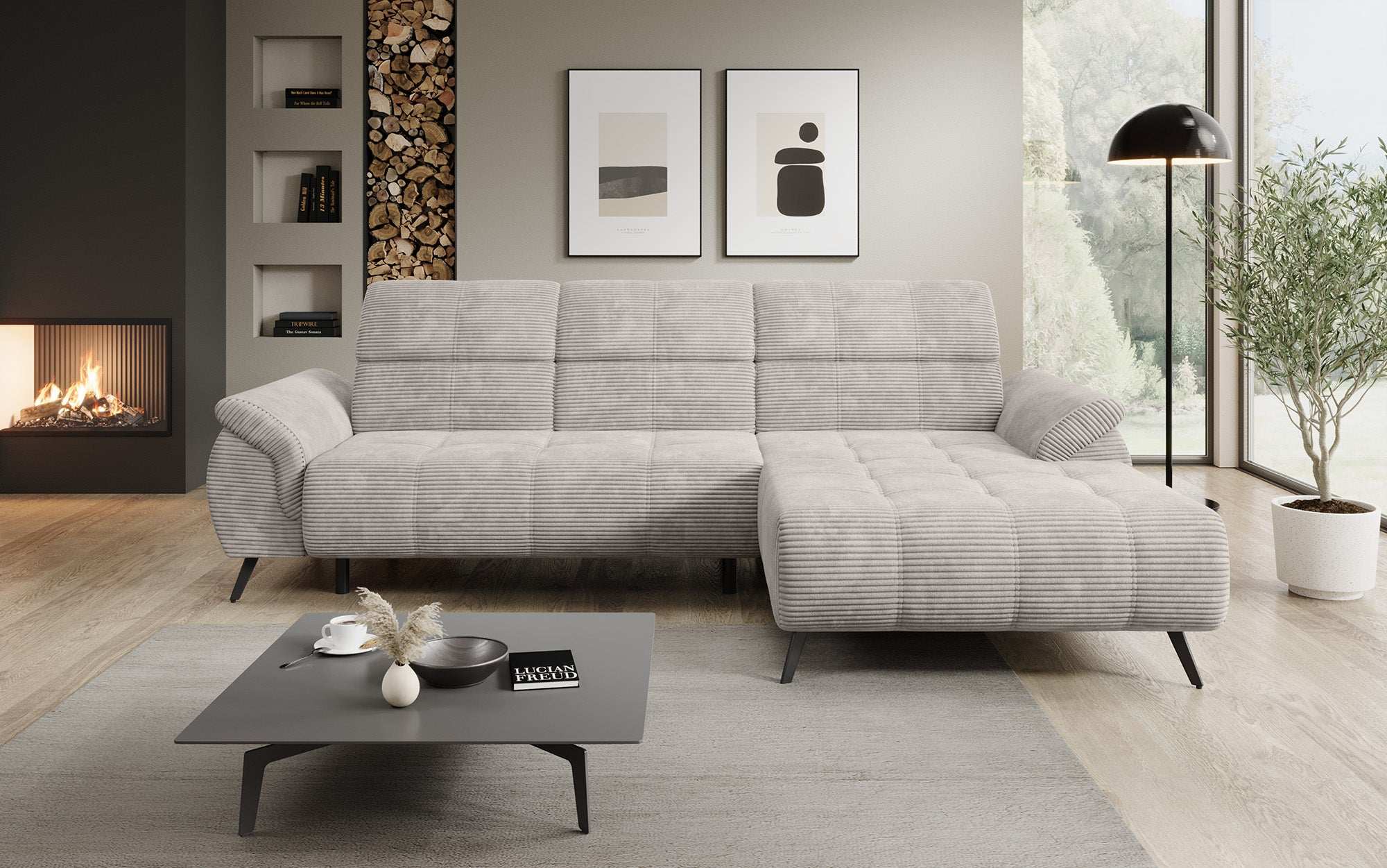 Designer Sofa Genova I with electric seat extension, USB connection