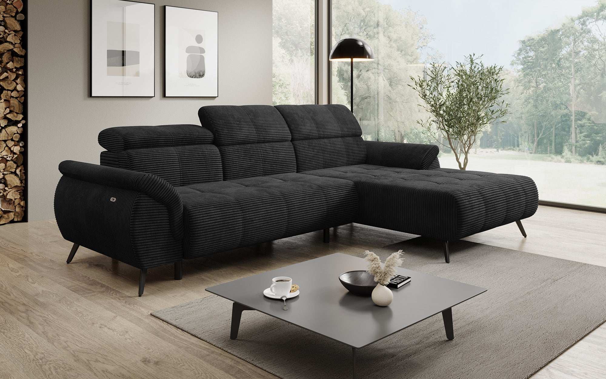 Canapé designer Genova I avec extension de siège électrique, connexion USB