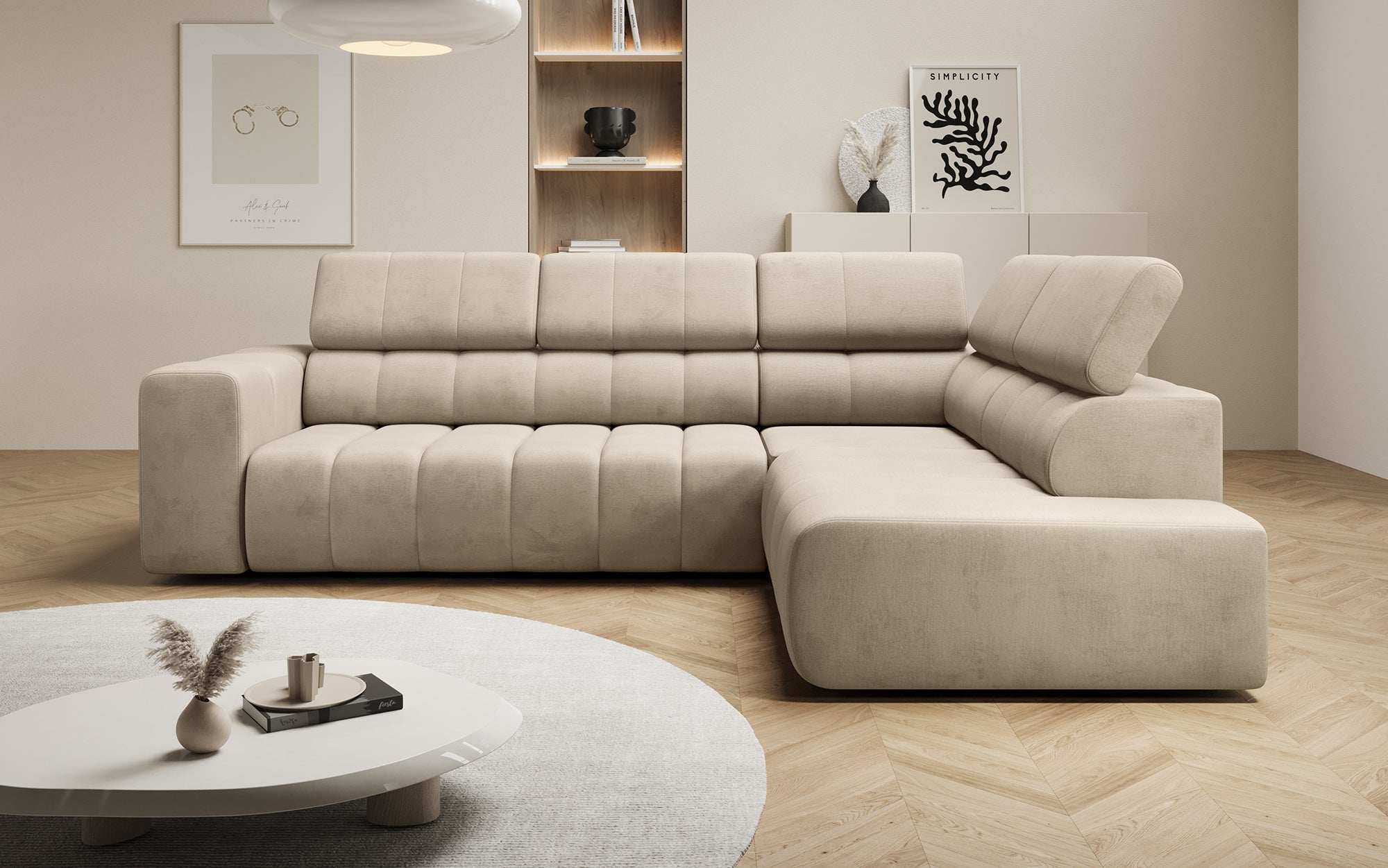Canapé designer Aurora L avec fonction couchage électrique