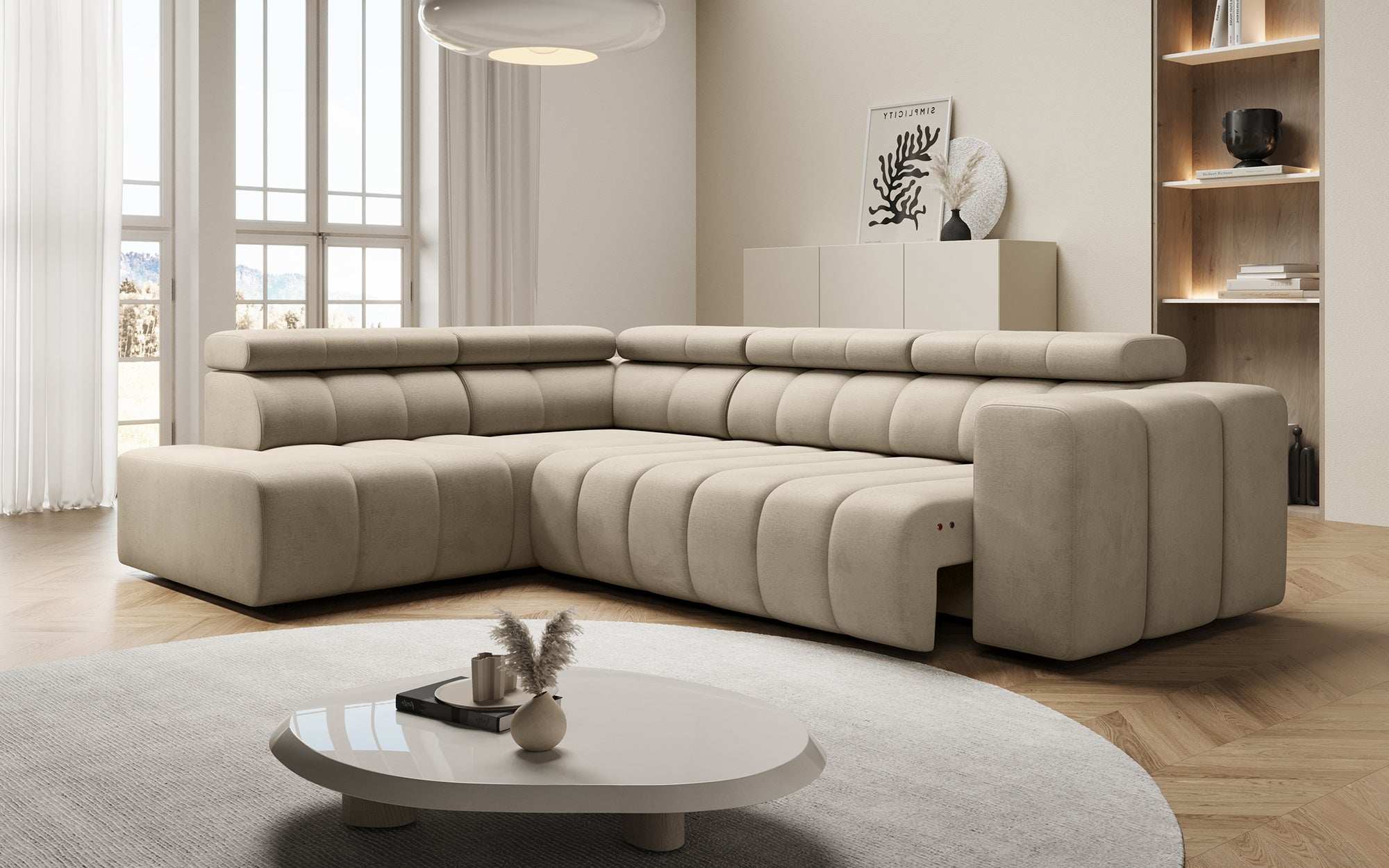 Canapé designer Aurora L avec fonction couchage électrique