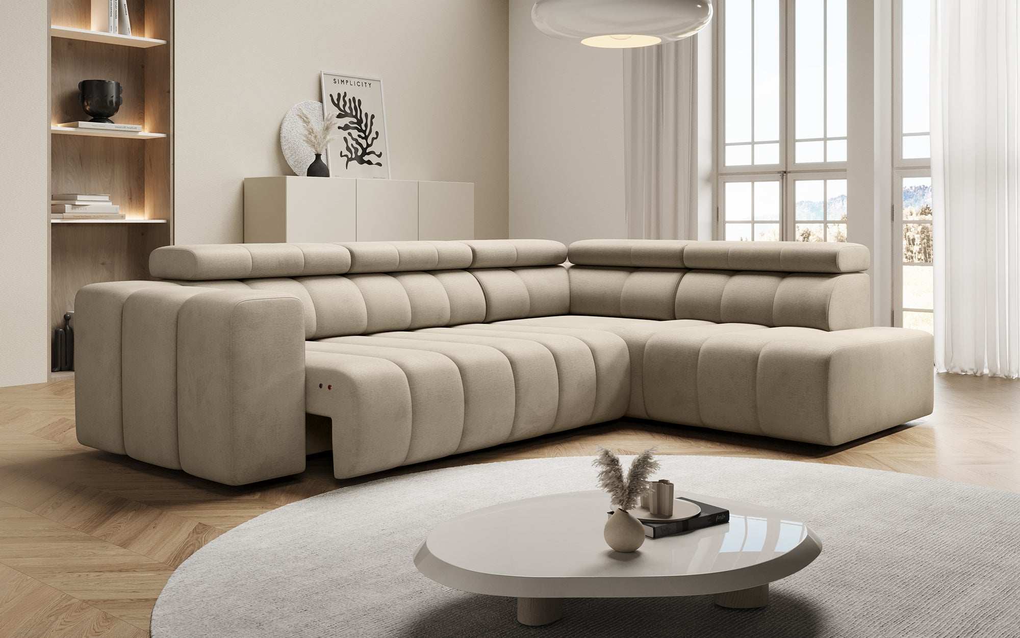 Canapé designer Aurora L avec fonction couchage électrique