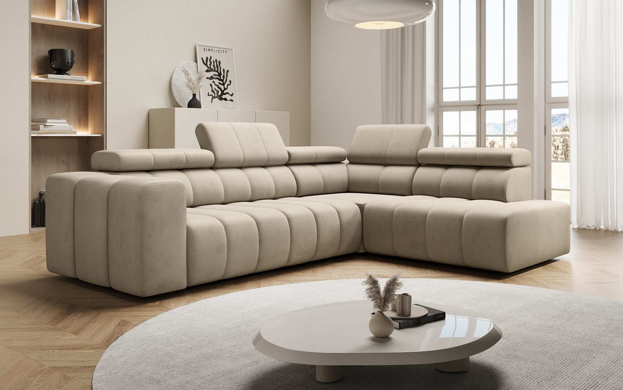 Canapé designer Aurora L avec fonction couchage électrique