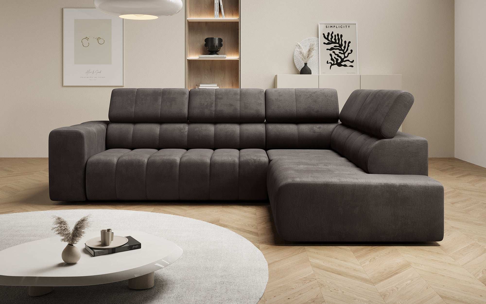Canapé designer Aurora L avec fonction couchage électrique