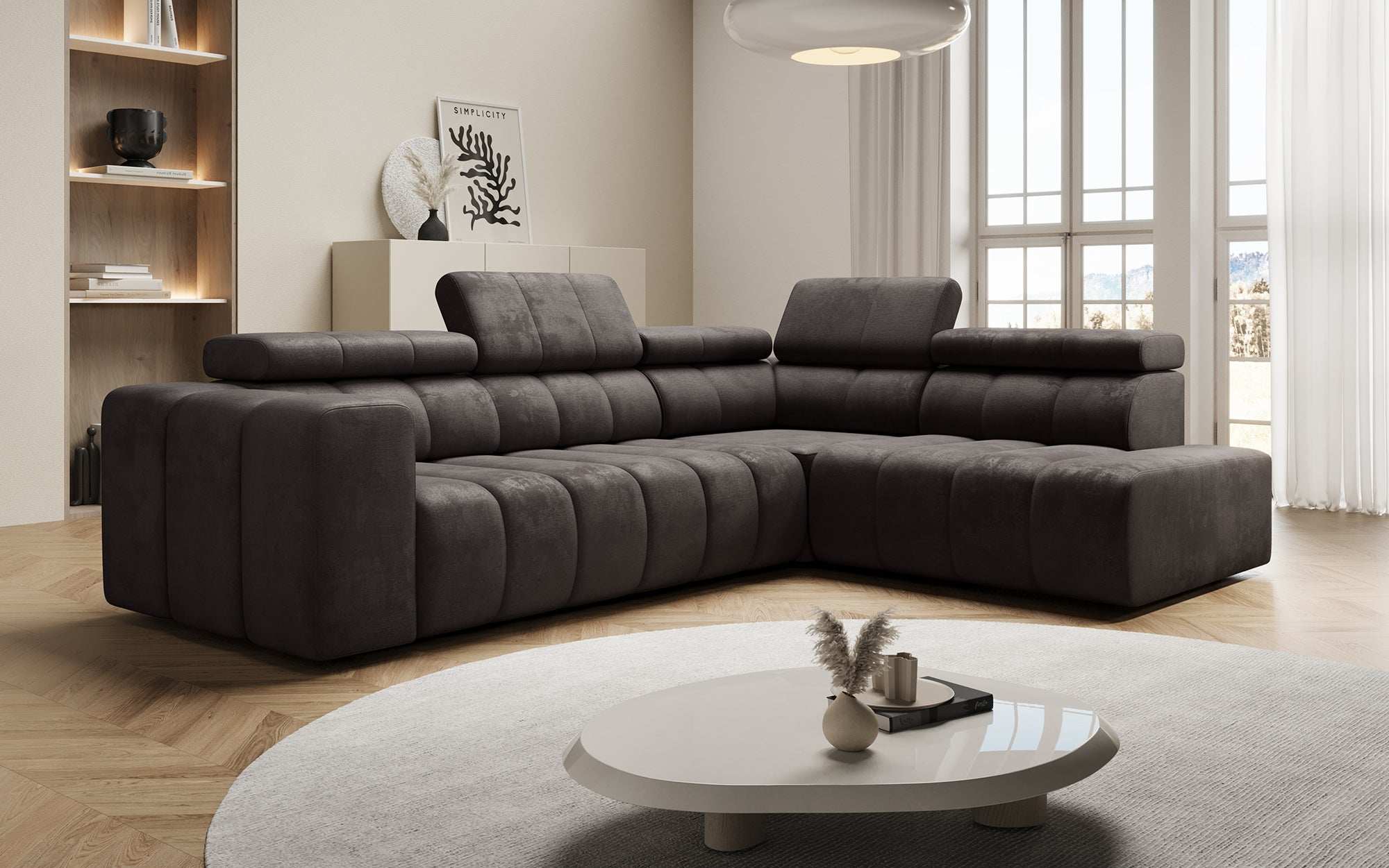 Canapé designer Aurora L avec fonction couchage électrique