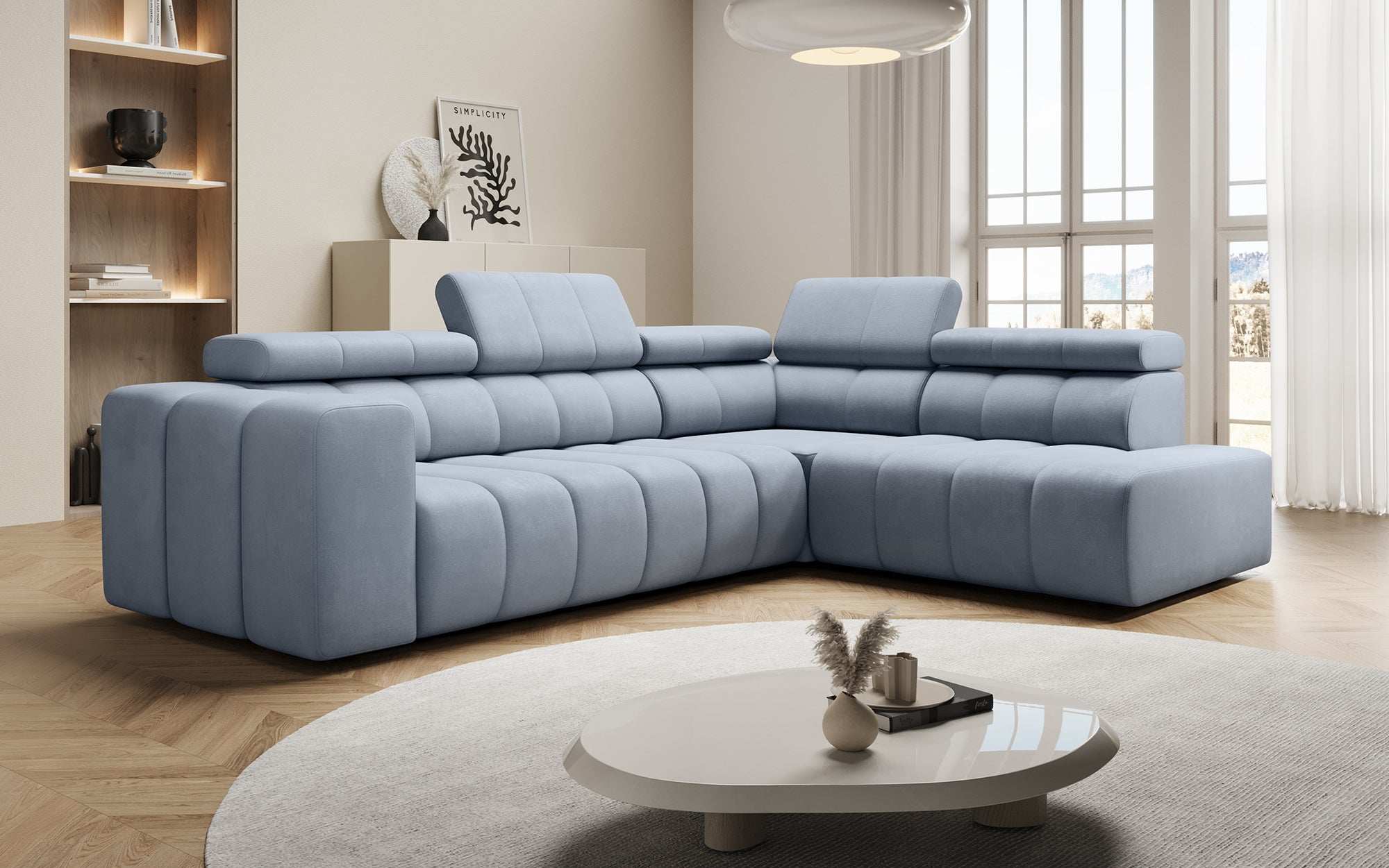 Canapé designer Aurora L avec fonction couchage électrique