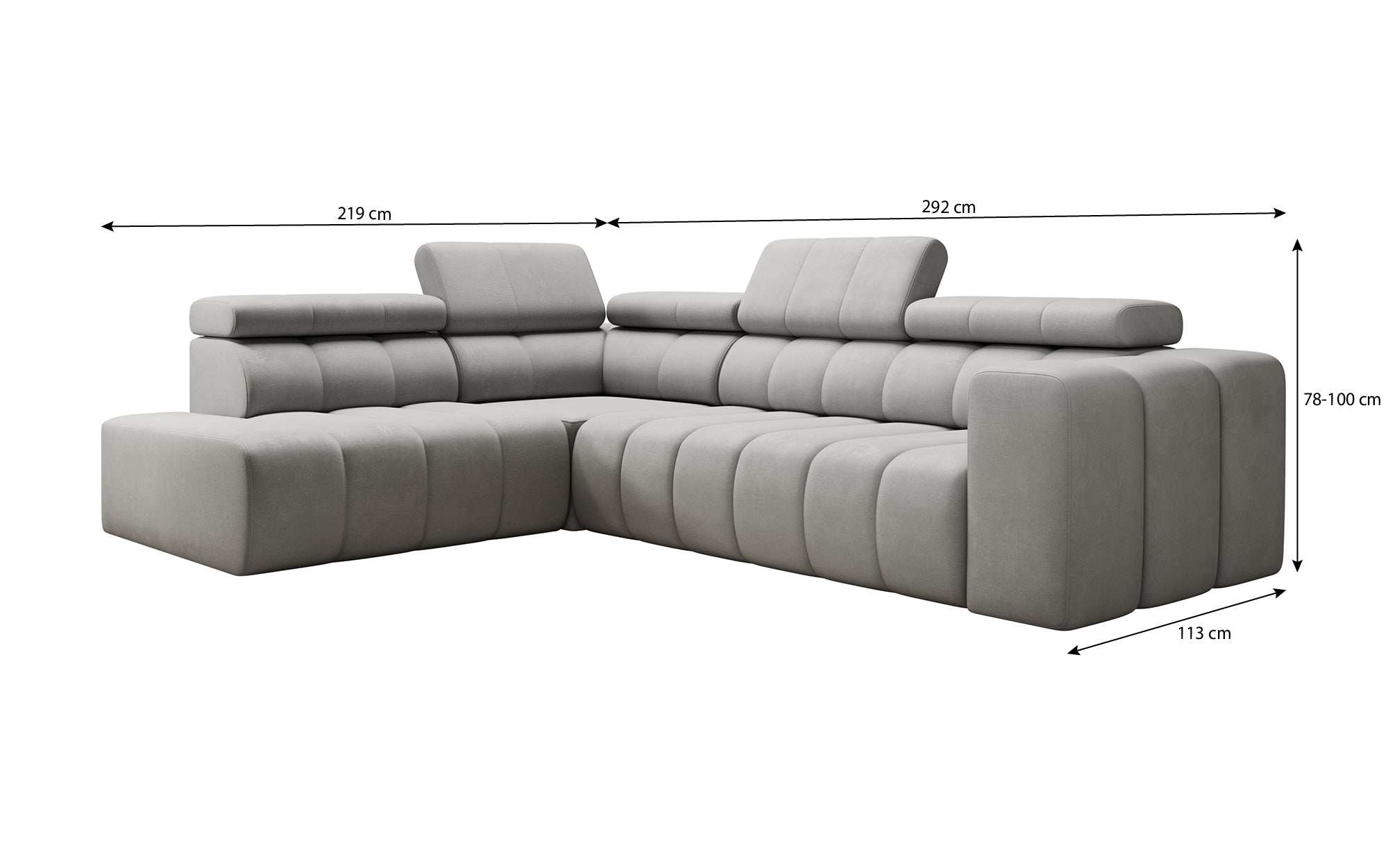 Canapé designer Aurora L avec fonction couchage électrique