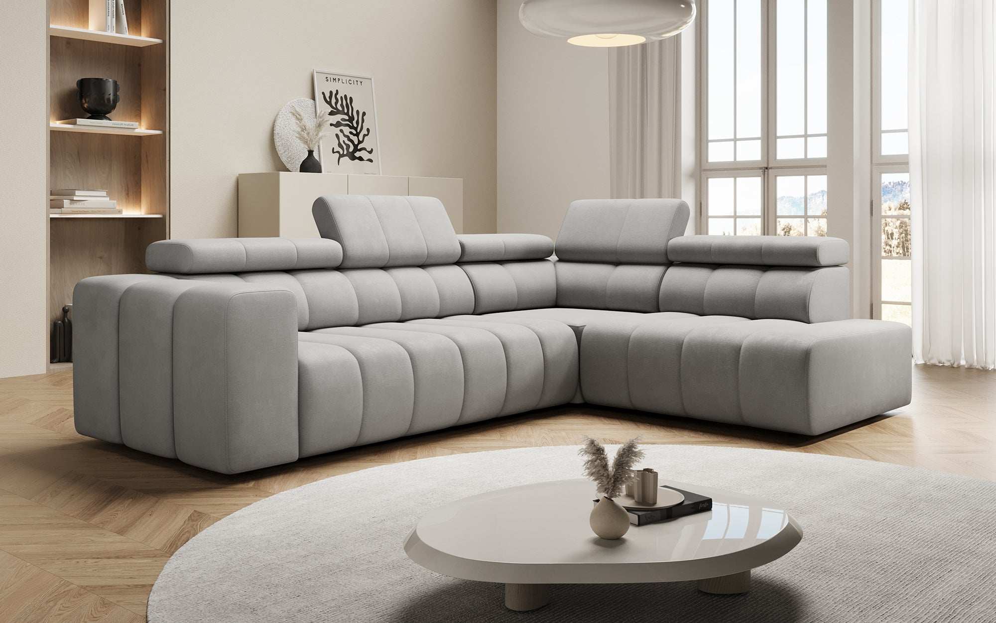 Canapé designer Aurora L avec fonction couchage électrique