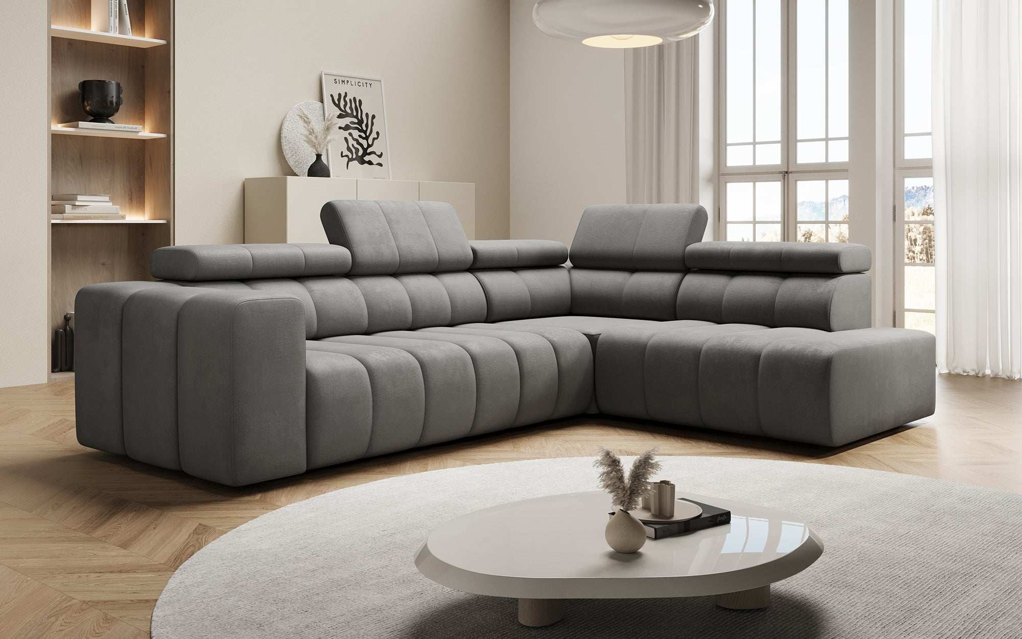 Canapé designer Aurora L avec fonction couchage électrique