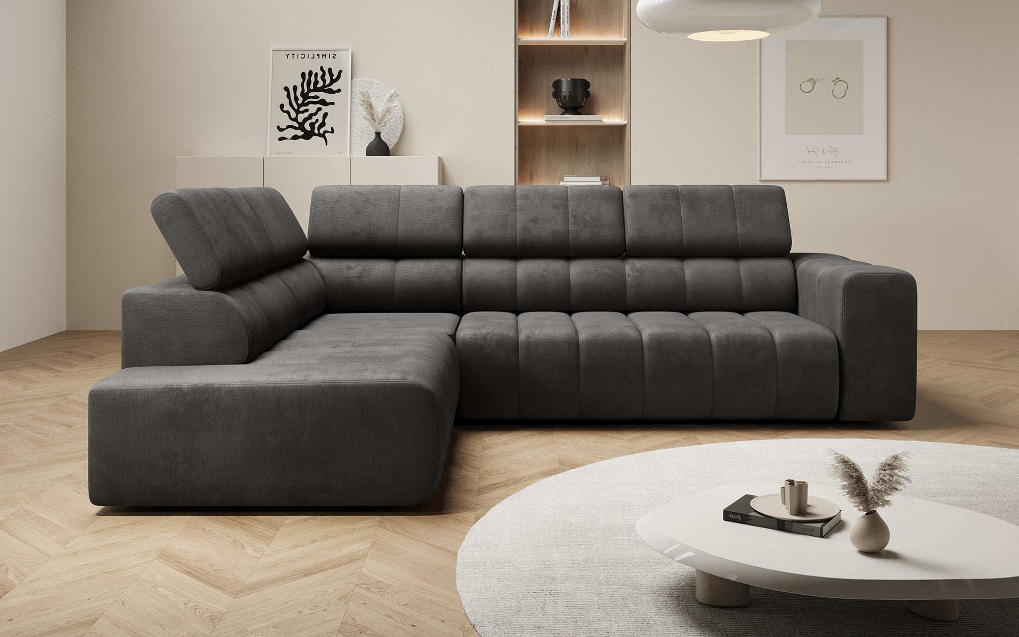 Canapé designer Aurora L avec fonction couchage électrique