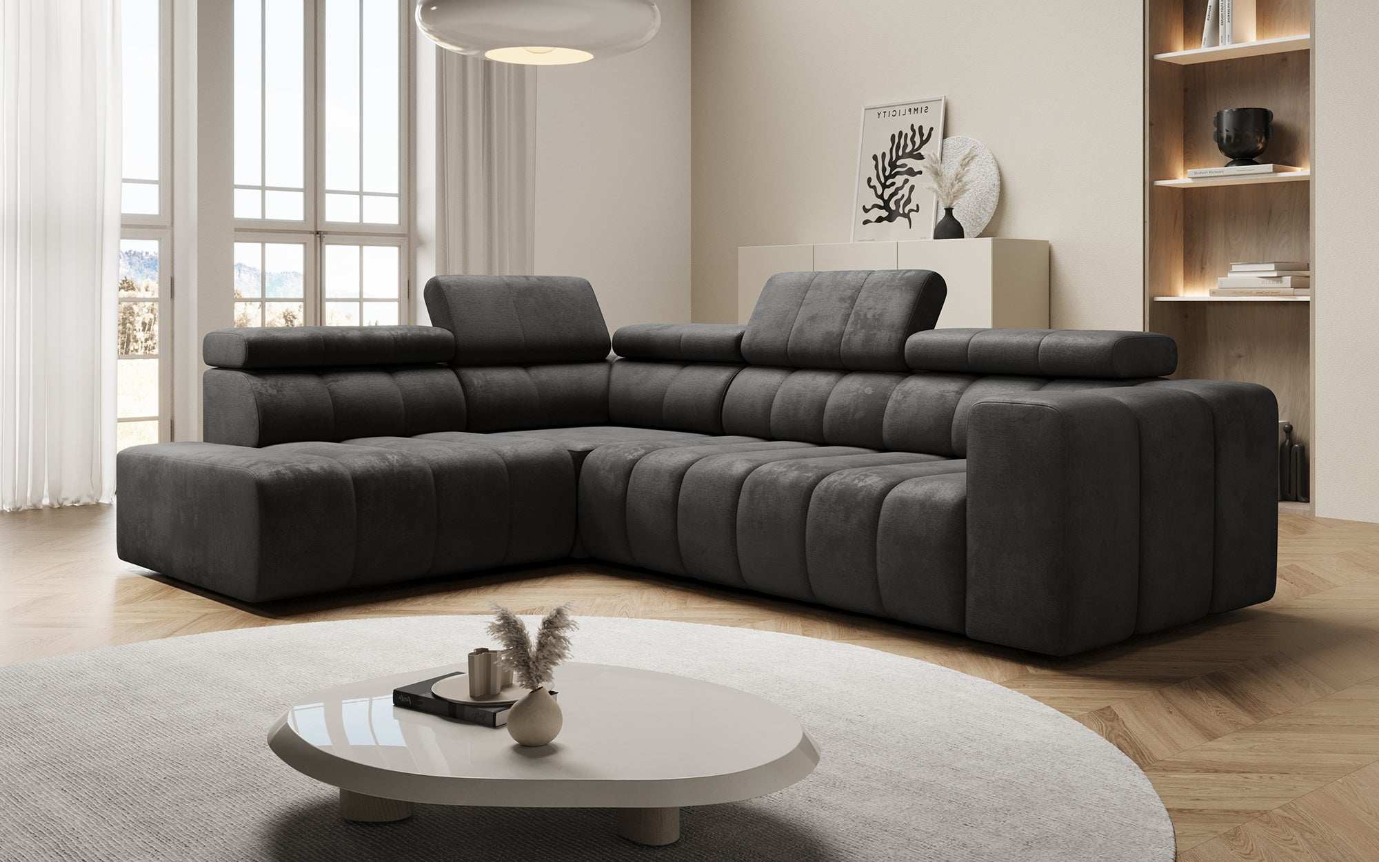 Canapé designer Aurora L avec fonction couchage électrique