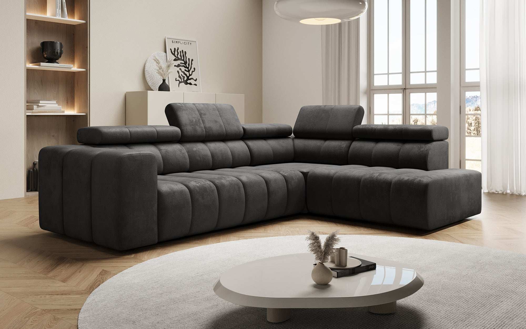 Canapé designer Aurora L avec fonction couchage électrique