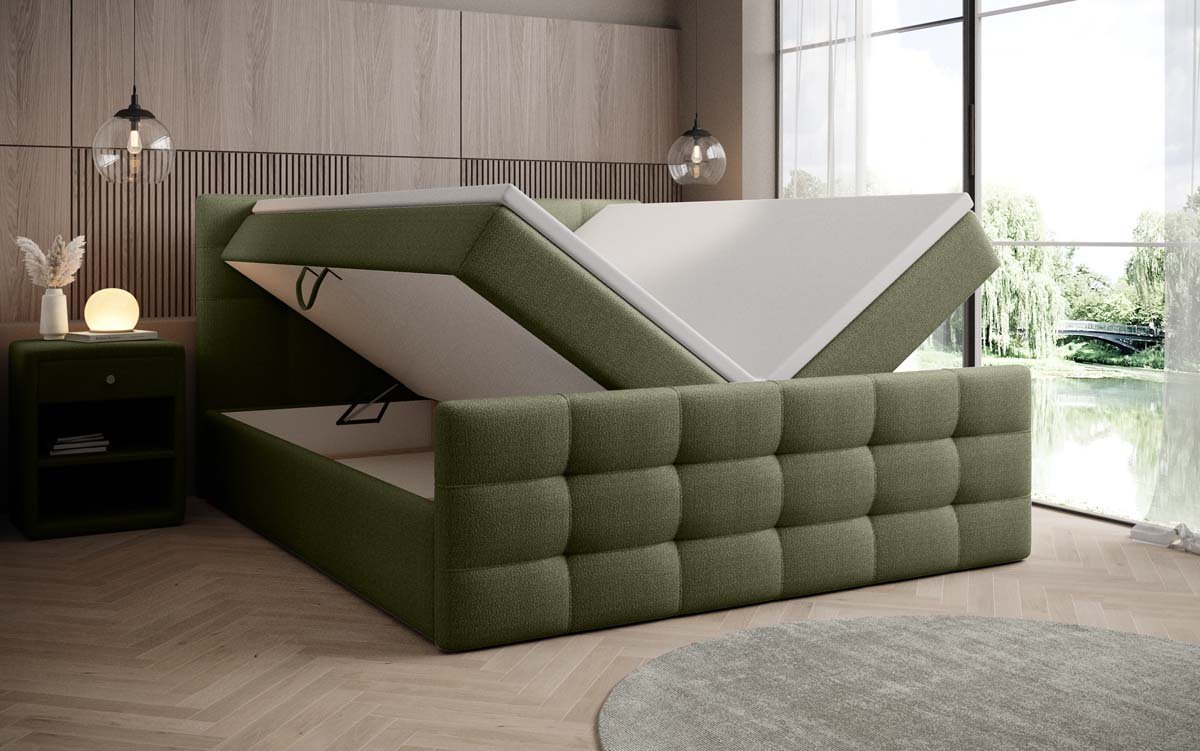 Luxor Bouclé Box Spring Bed with Storage