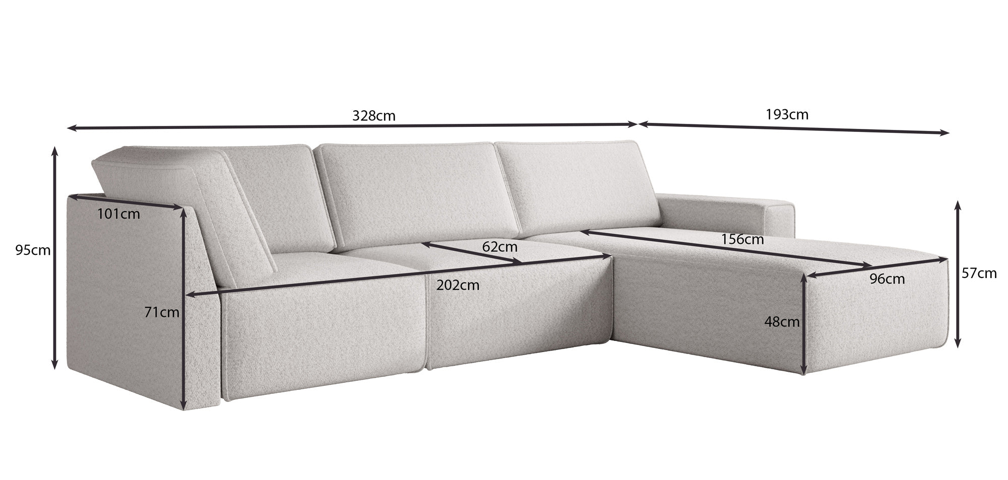 Modulaire hoekbank Yuma L van corduroy