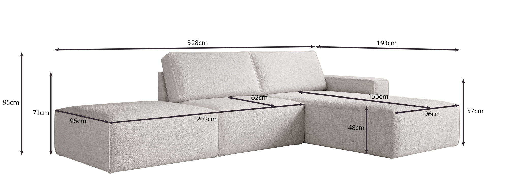 Canapé d'angle modulaire Yuma avec pouf en Côtelé