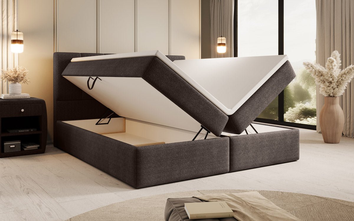 Boxspringbett Aurelia Bouclé mit Stauraum