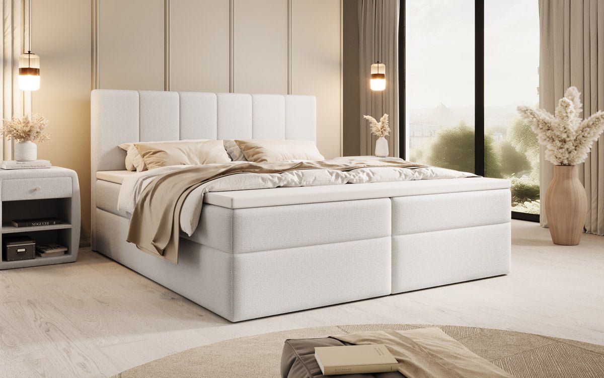 Boxspringbett Aurelia Bouclé mit Stauraum
