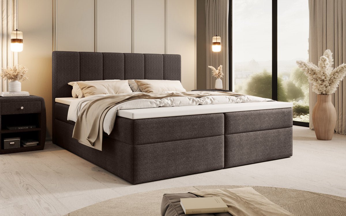 Boxspringbett Aurelia Bouclé mit Stauraum