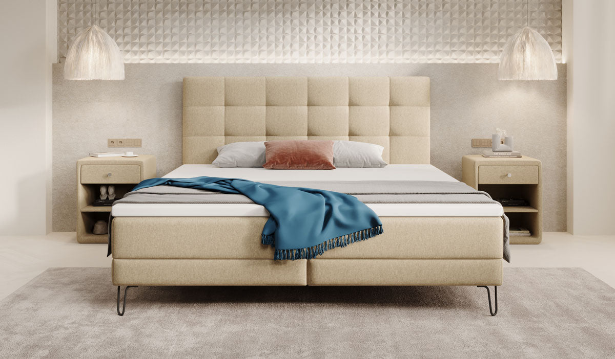 Lit boxspring Merlara avec des pieds en Tissu