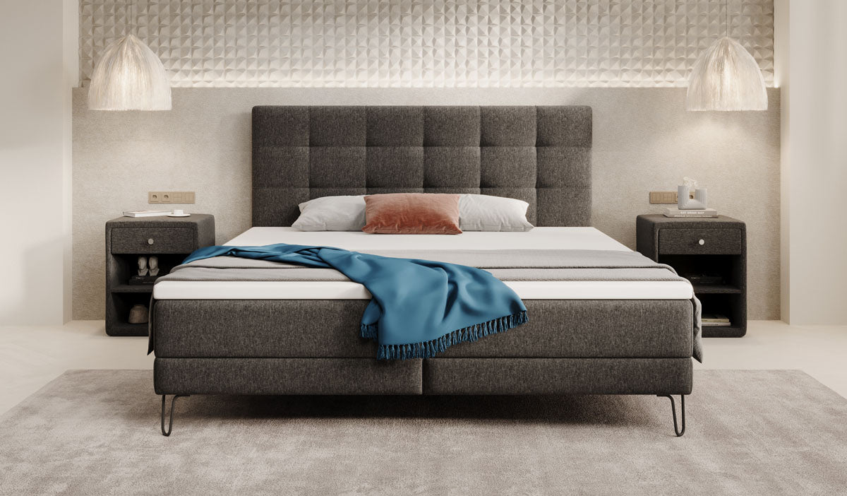 Lit boxspring Merlara avec des pieds en Tissu