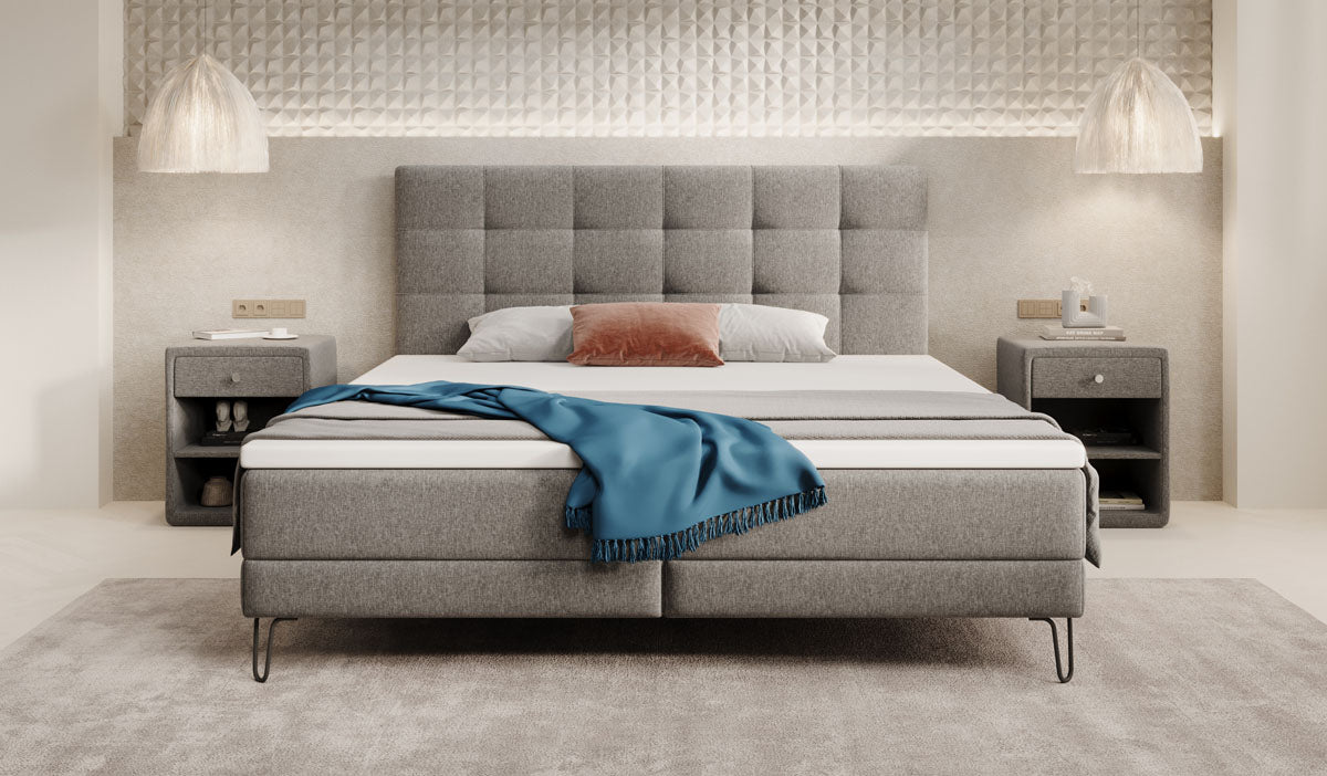 Lit boxspring Merlara avec des pieds en Tissu
