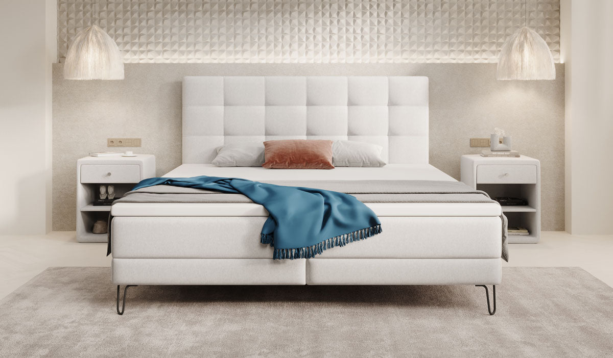 Lit boxspring Merlara avec des pieds en Tissu