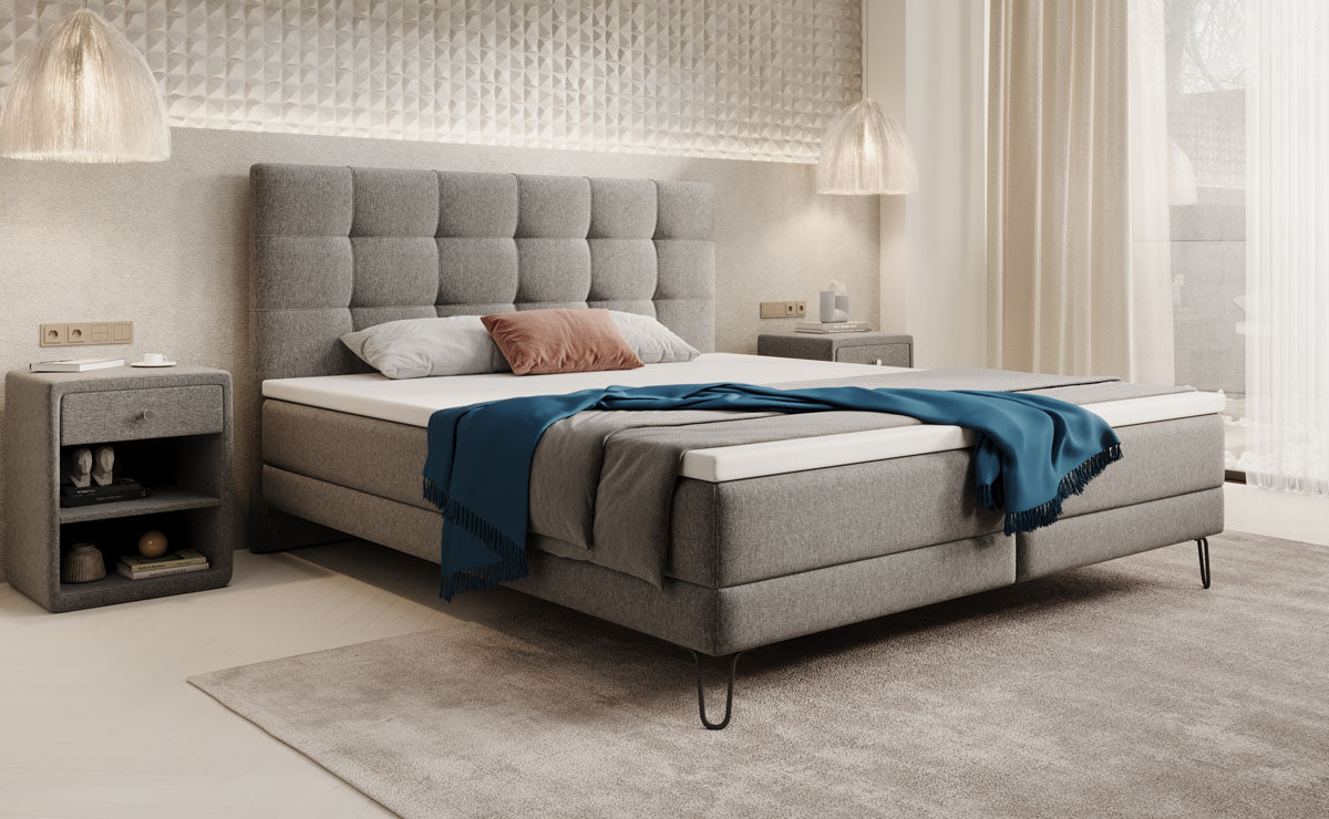 Lit boxspring Merlara avec des pieds en Tissu
