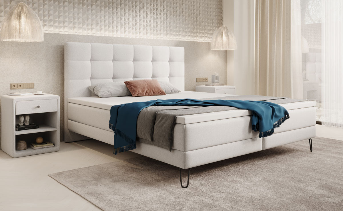 Lit boxspring Merlara avec des pieds en Tissu