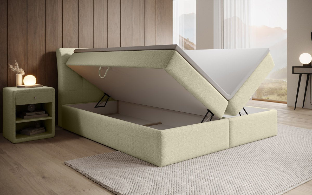 Lit boxspring Amalia Bouclé avec espace de rangement