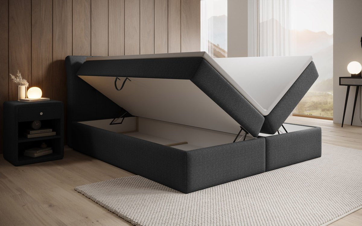 Lit boxspring Amalia Bouclé avec espace de rangement