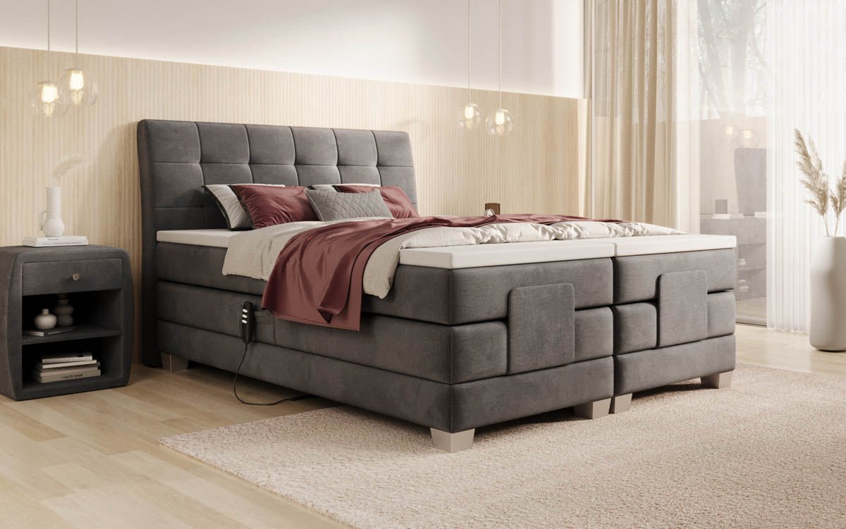 Lit boxspring Amara Velours à réglage électrique