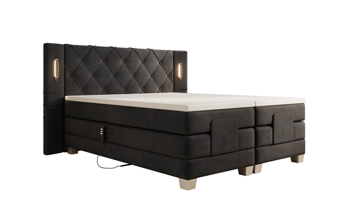 Lit boxspring Livano Velours réglable électriquement avec LED