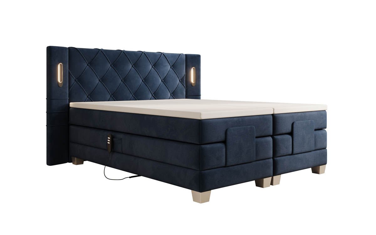 Lit boxspring Livano Velours réglable électriquement avec LED