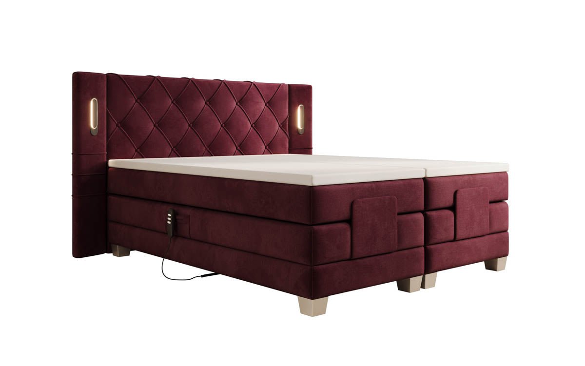 Lit boxspring Livano Velours réglable électriquement avec LED