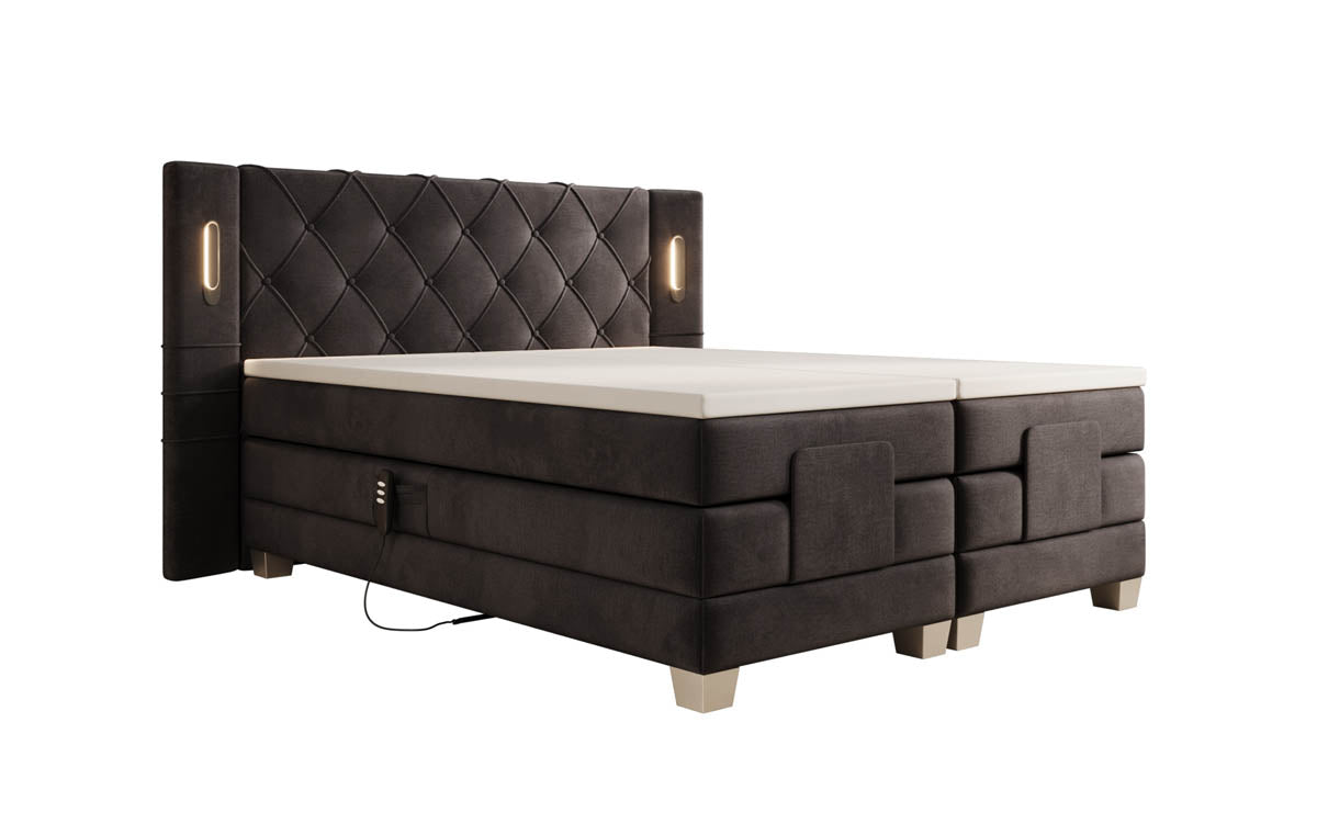 Lit boxspring Livano Velours réglable électriquement avec LED