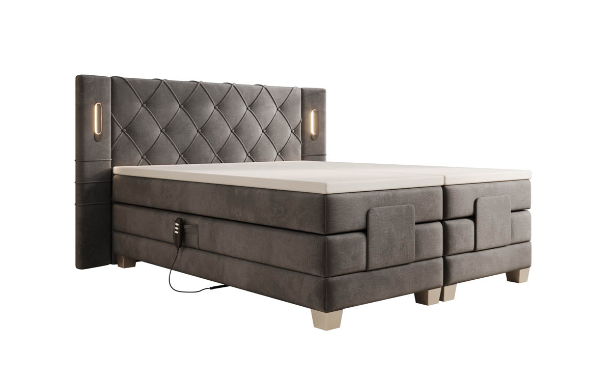 Lit boxspring Livano Velours réglable électriquement avec LED