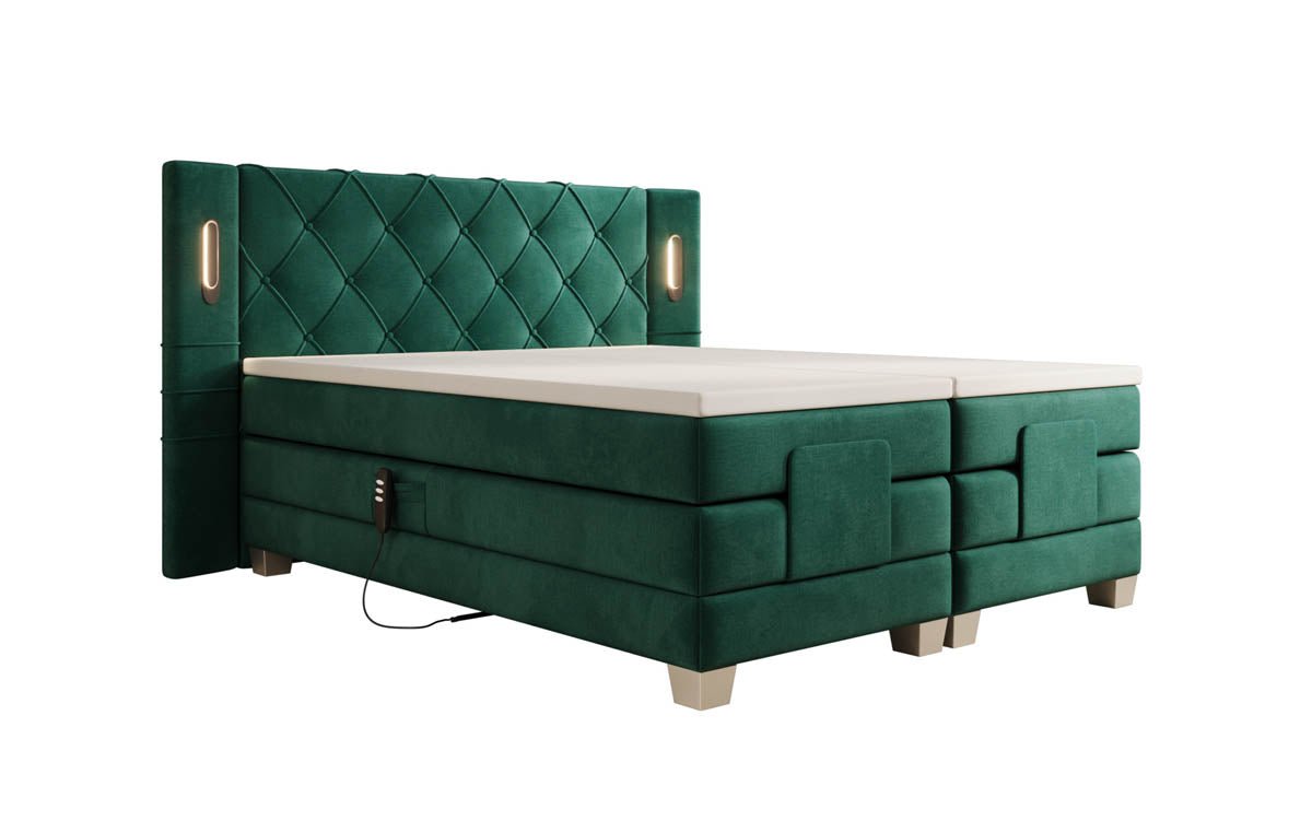 Lit boxspring Livano Velours réglable électriquement avec LED