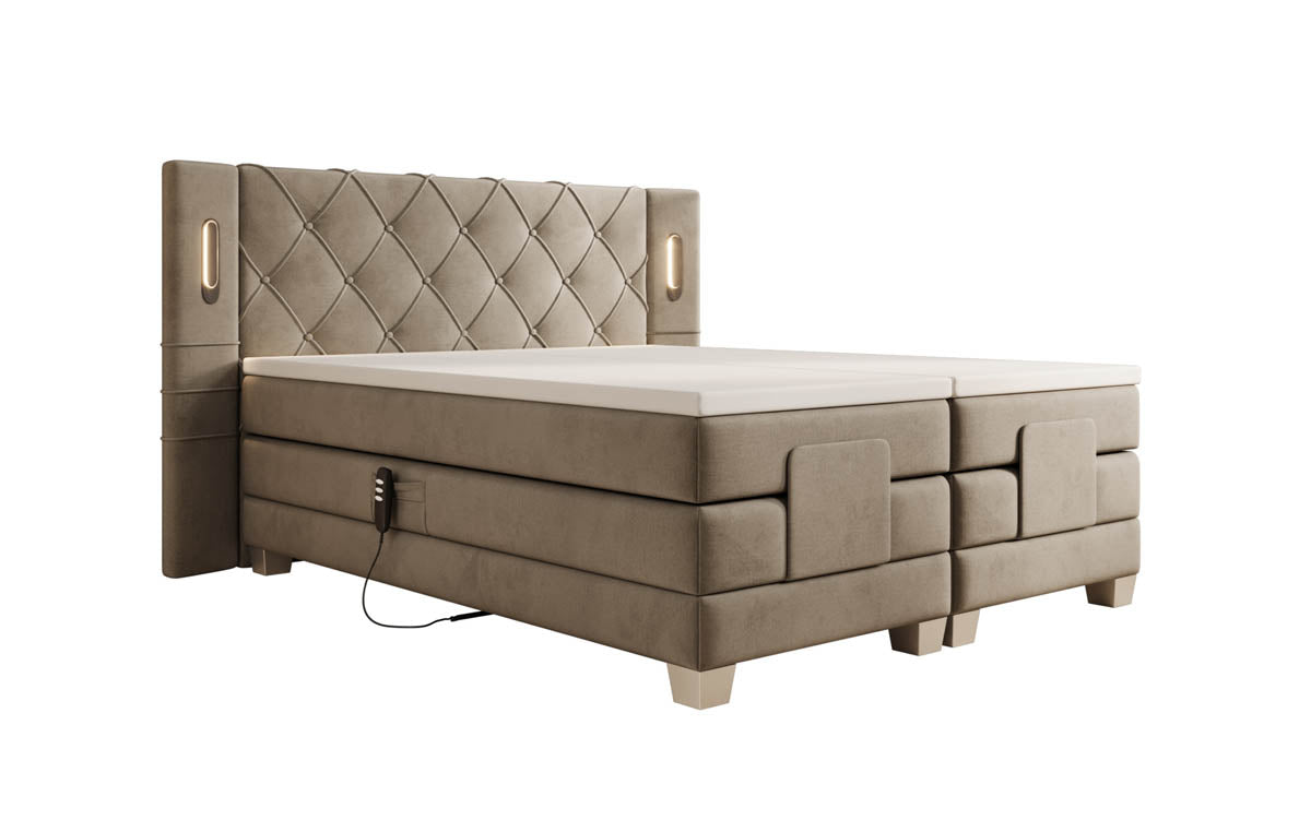 Lit boxspring Livano Velours réglable électriquement avec LED