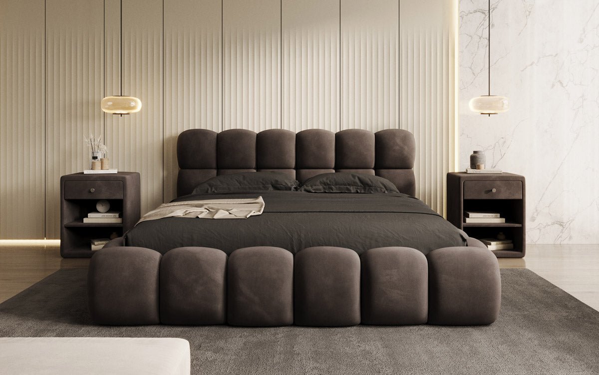 Designer gestoffeerd bed Boston Fluweel met opbergruimte