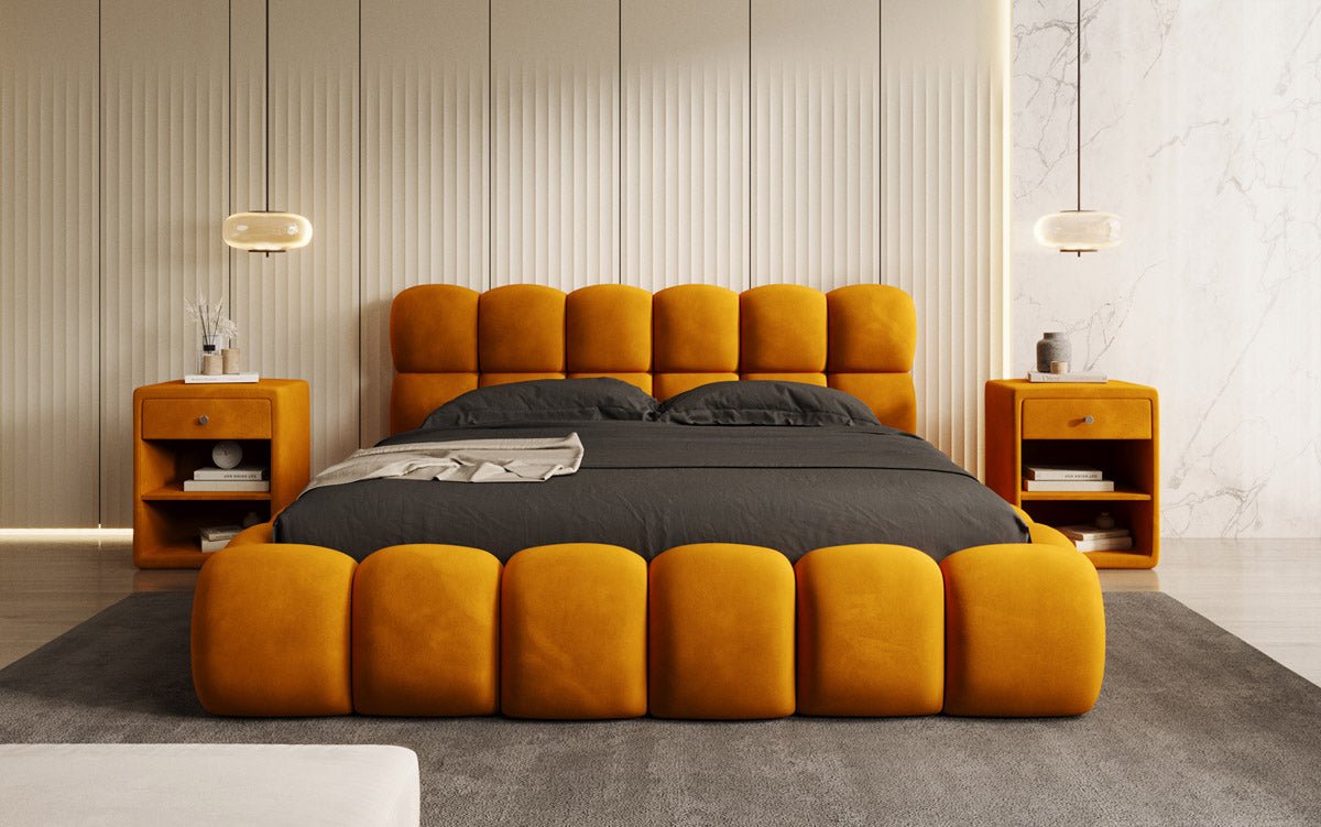 Designer gestoffeerd bed Boston Fluweel met opbergruimte