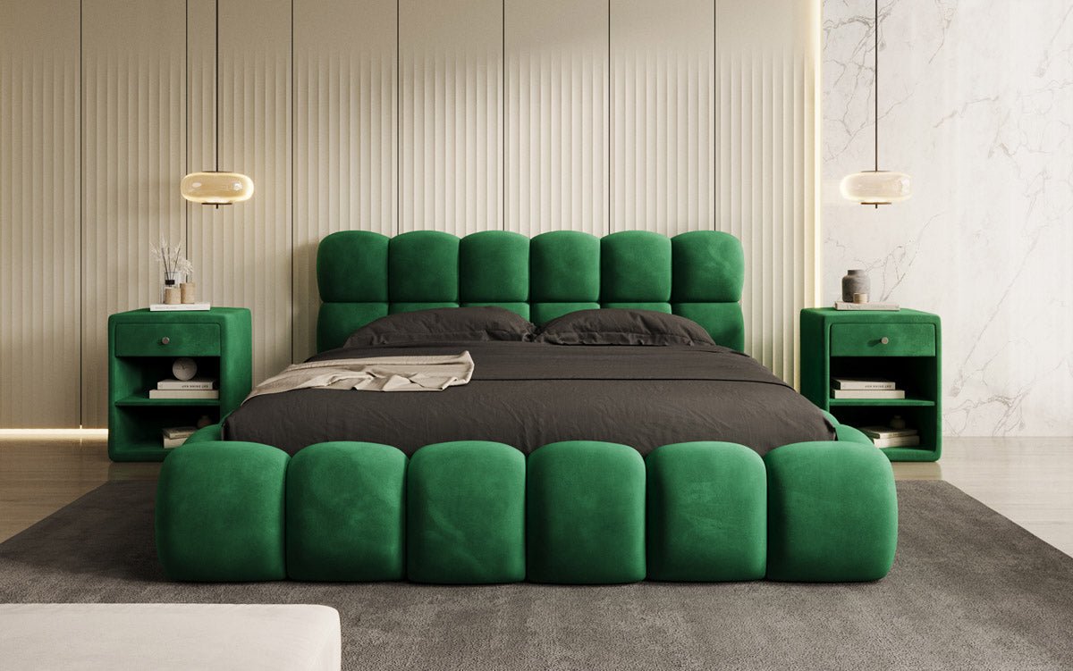 Designer gestoffeerd bed Boston Fluweel met opbergruimte