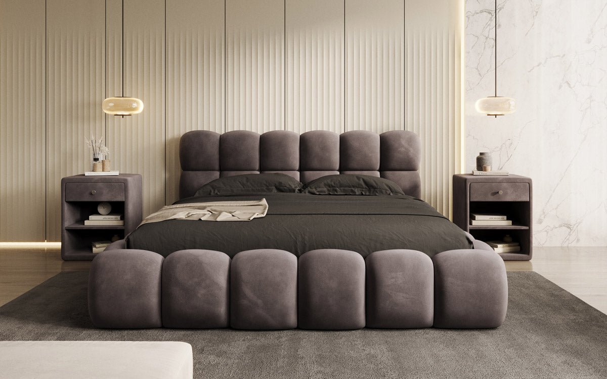 Designer gestoffeerd bed Boston Fluweel met opbergruimte