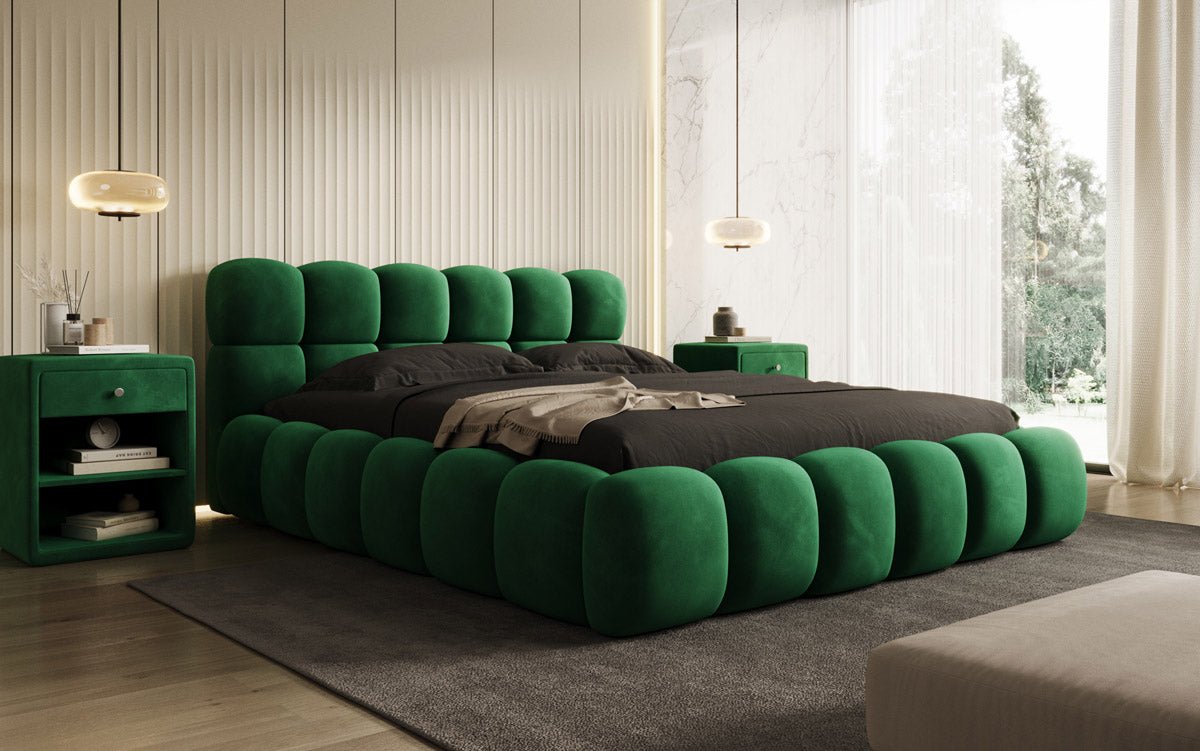 Designer gestoffeerd bed Boston Fluweel met opbergruimte