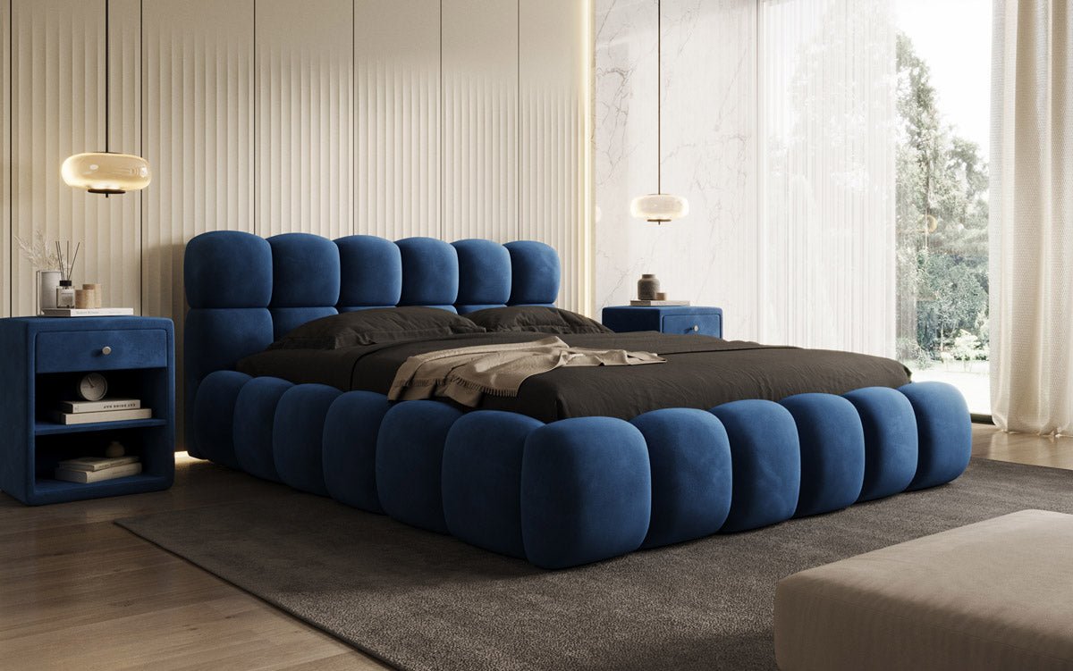 Designer gestoffeerd bed Boston Fluweel met opbergruimte