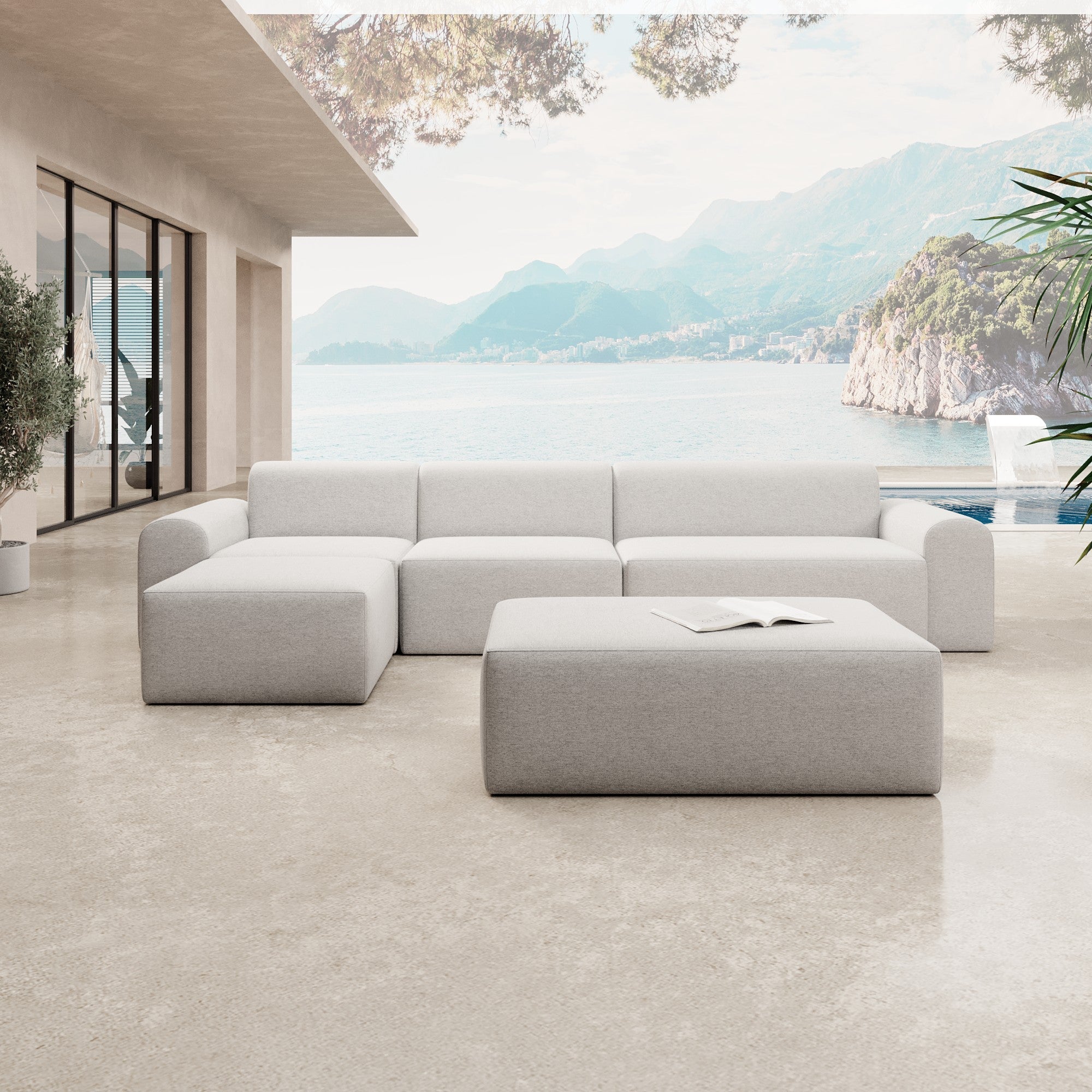 Modulares Gartensofa Relax Ecklounge mit Beistellhocker