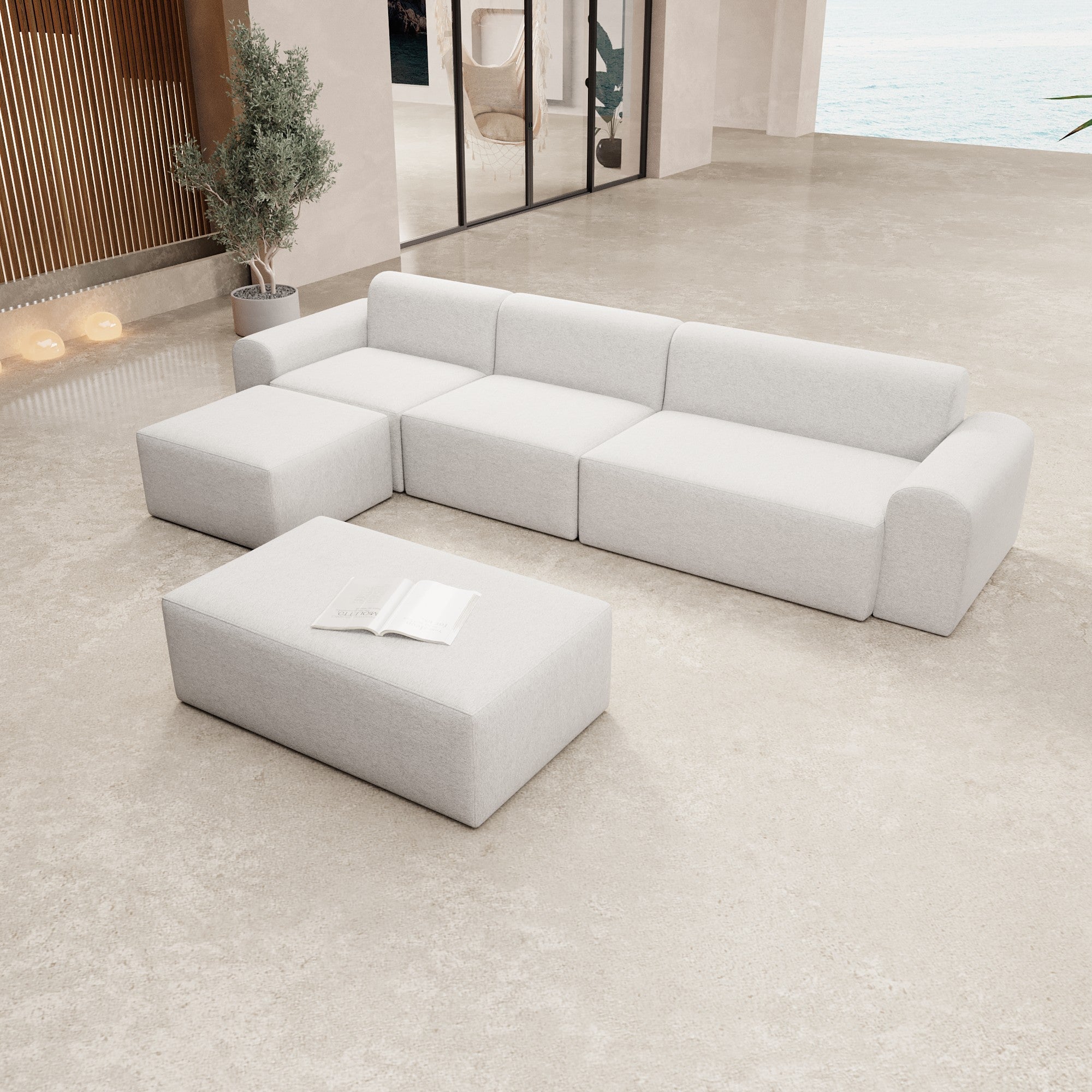 Modulares Gartensofa Relax Ecklounge mit Beistellhocker