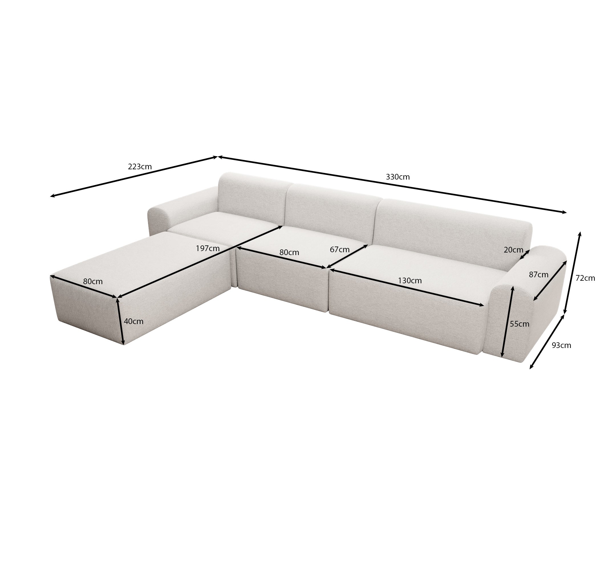 Modulares Gartensofa Relax Ecklounge mit Beistellhocker