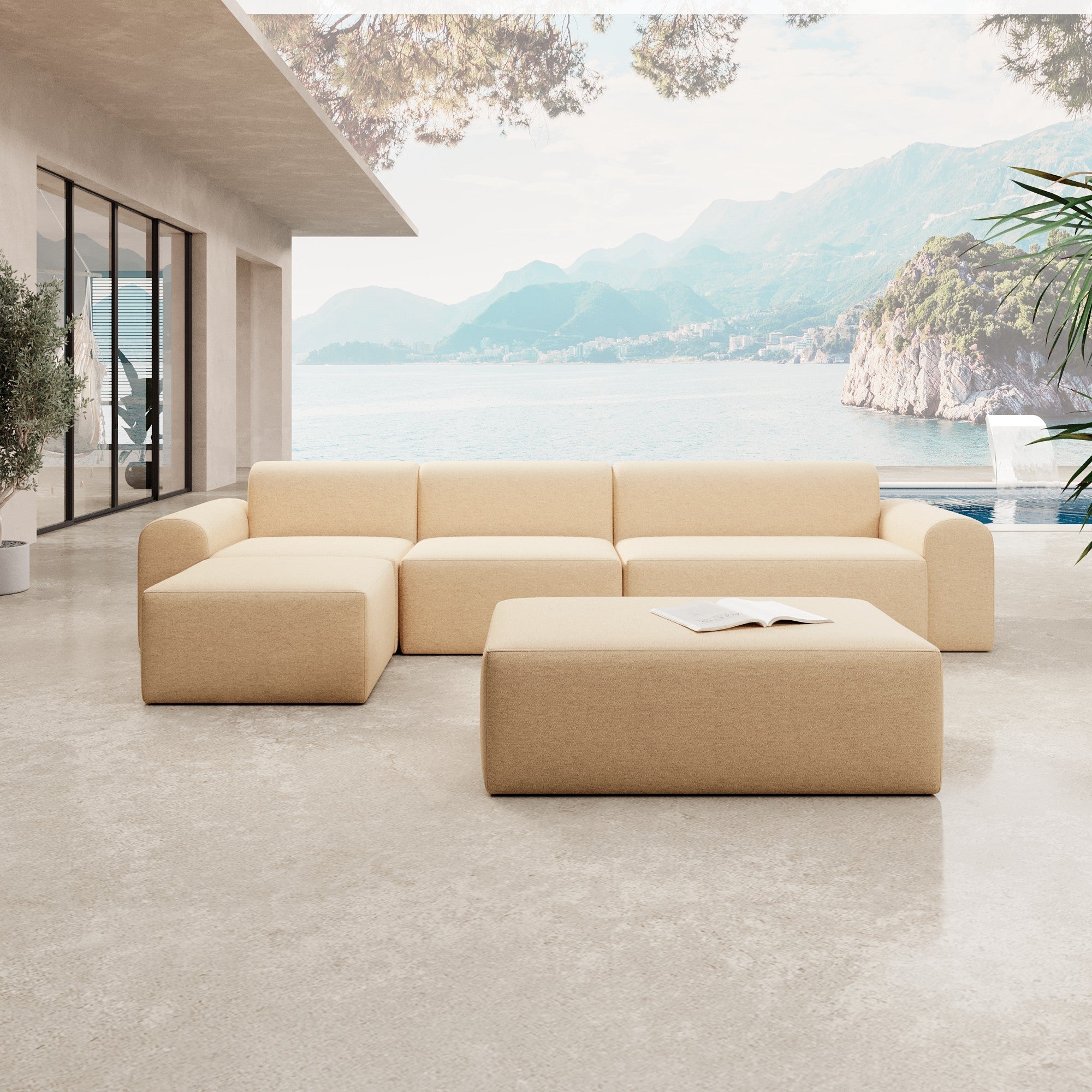 Modulares Gartensofa Relax Ecklounge mit Beistellhocker